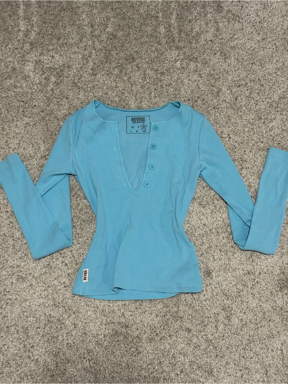REVICE Light Blue Long-Sleeve Henley Top